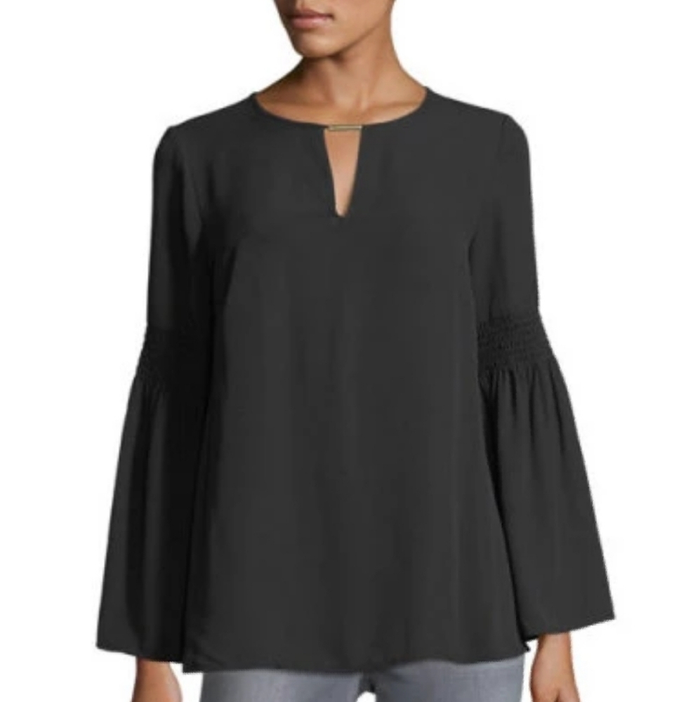 Michael Kors Bell Sleeve Bar-Keyhole Blouse